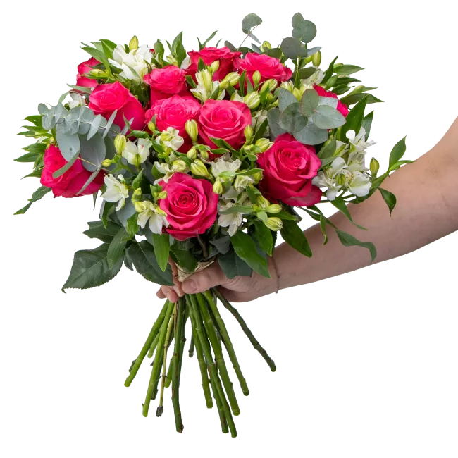 Bouquet with roses and alstromerias